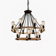 Novien Chandelier Hemp Rope Industrial Round-Neutral Decor