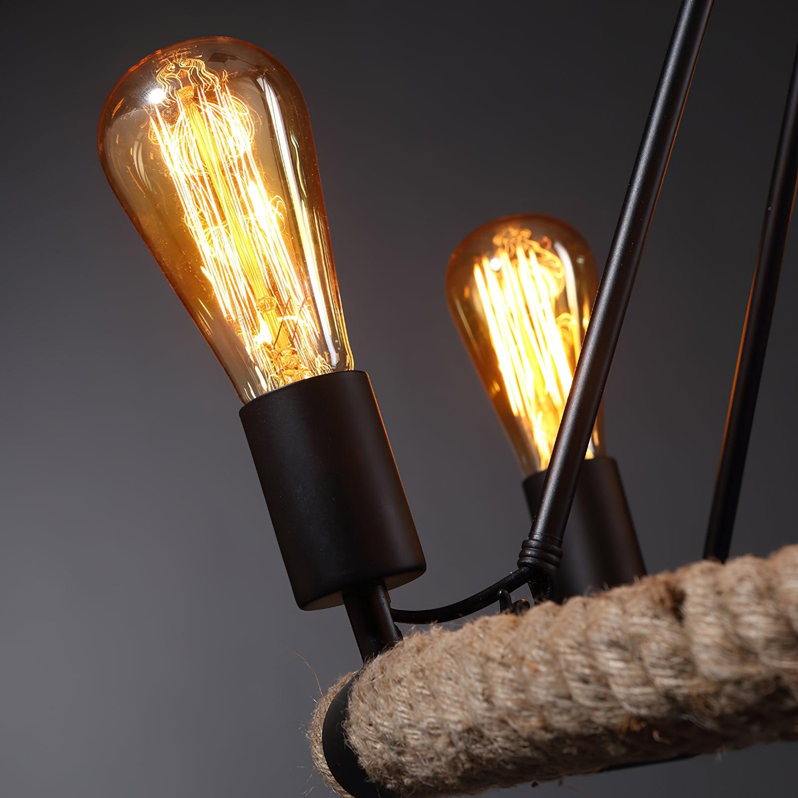 Novien Chandelier Hemp Rope Industrial Round-Neutral Decor