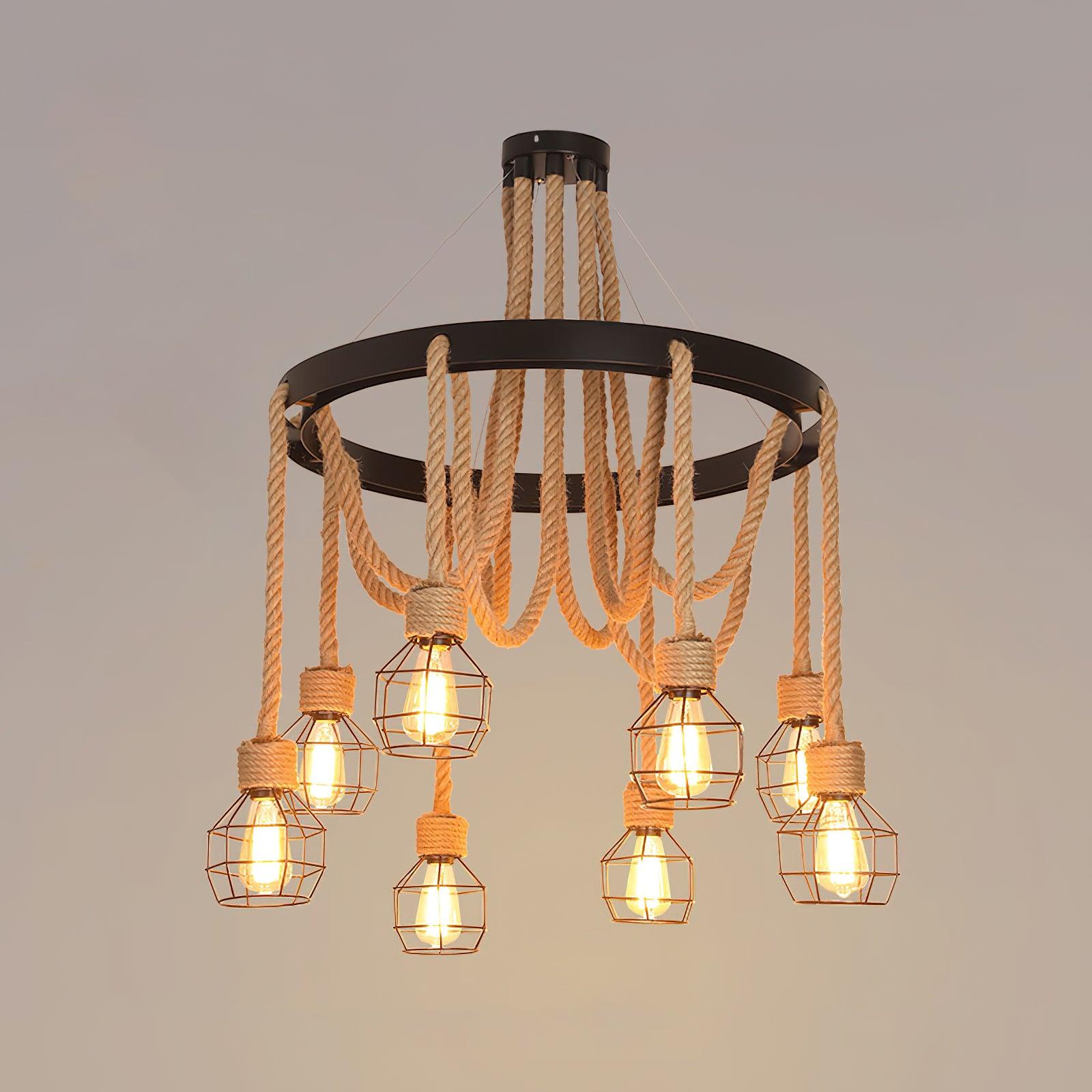 Lustra Chandelier Hemp Rope Industrial-Neutral Decor
