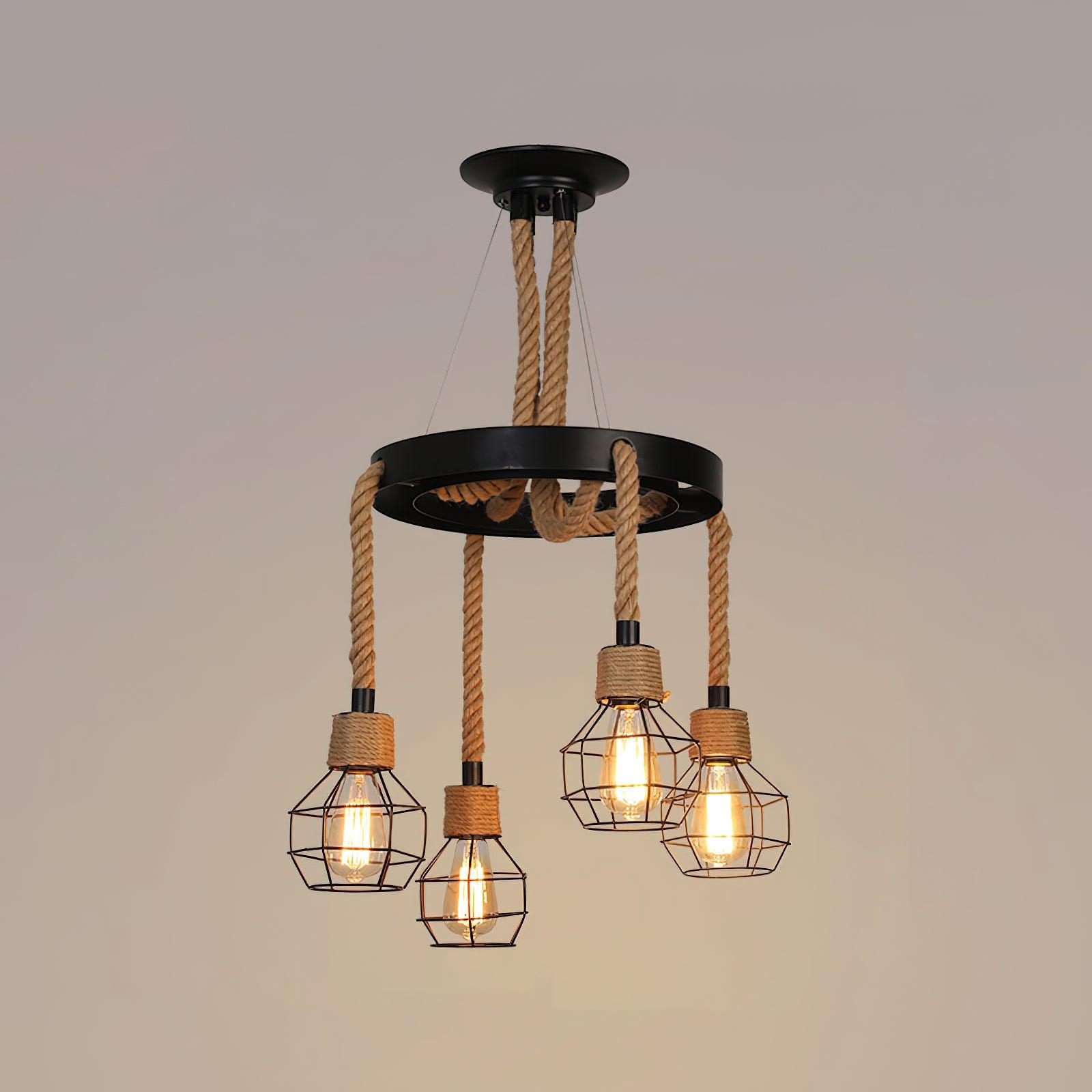 Lustra Chandelier Hemp Rope Industrial-Neutral Decor
