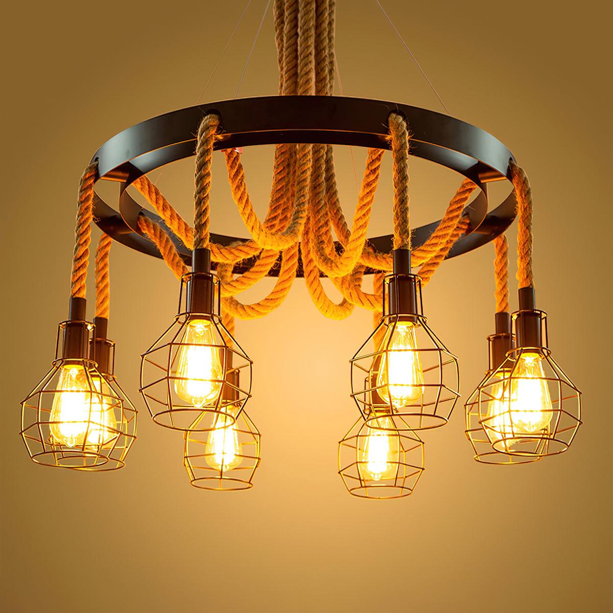 Lustra Chandelier Hemp Rope Industrial-Neutral Decor