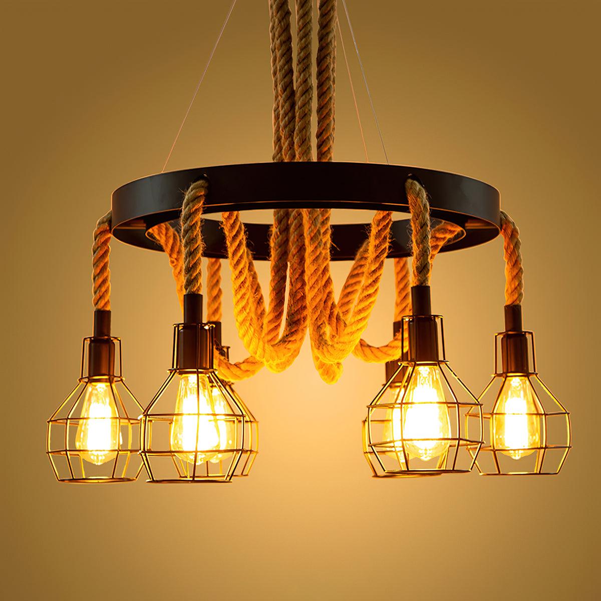 Lustra Chandelier Hemp Rope Industrial-Neutral Decor