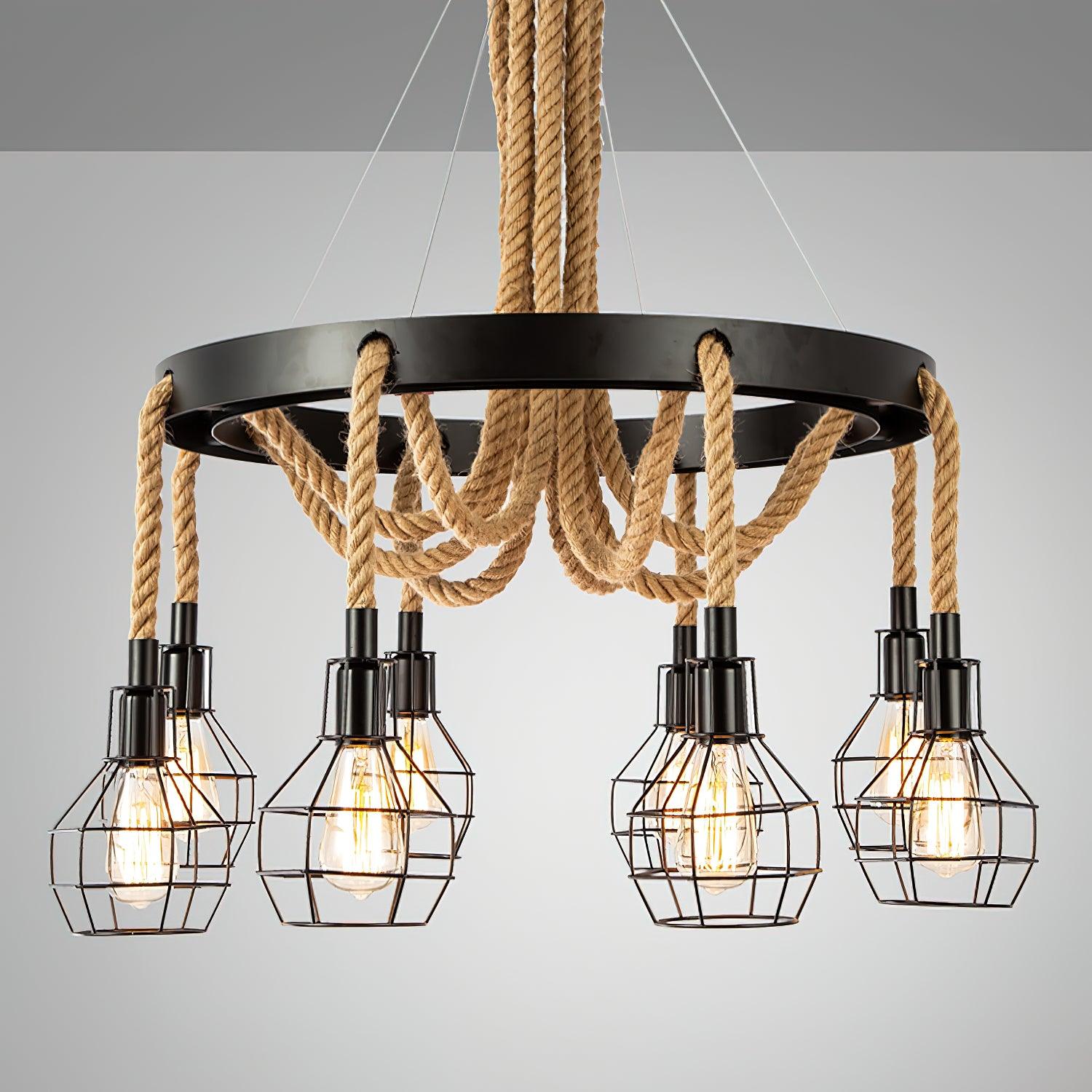 Lustra Chandelier Hemp Rope Industrial-Neutral Decor