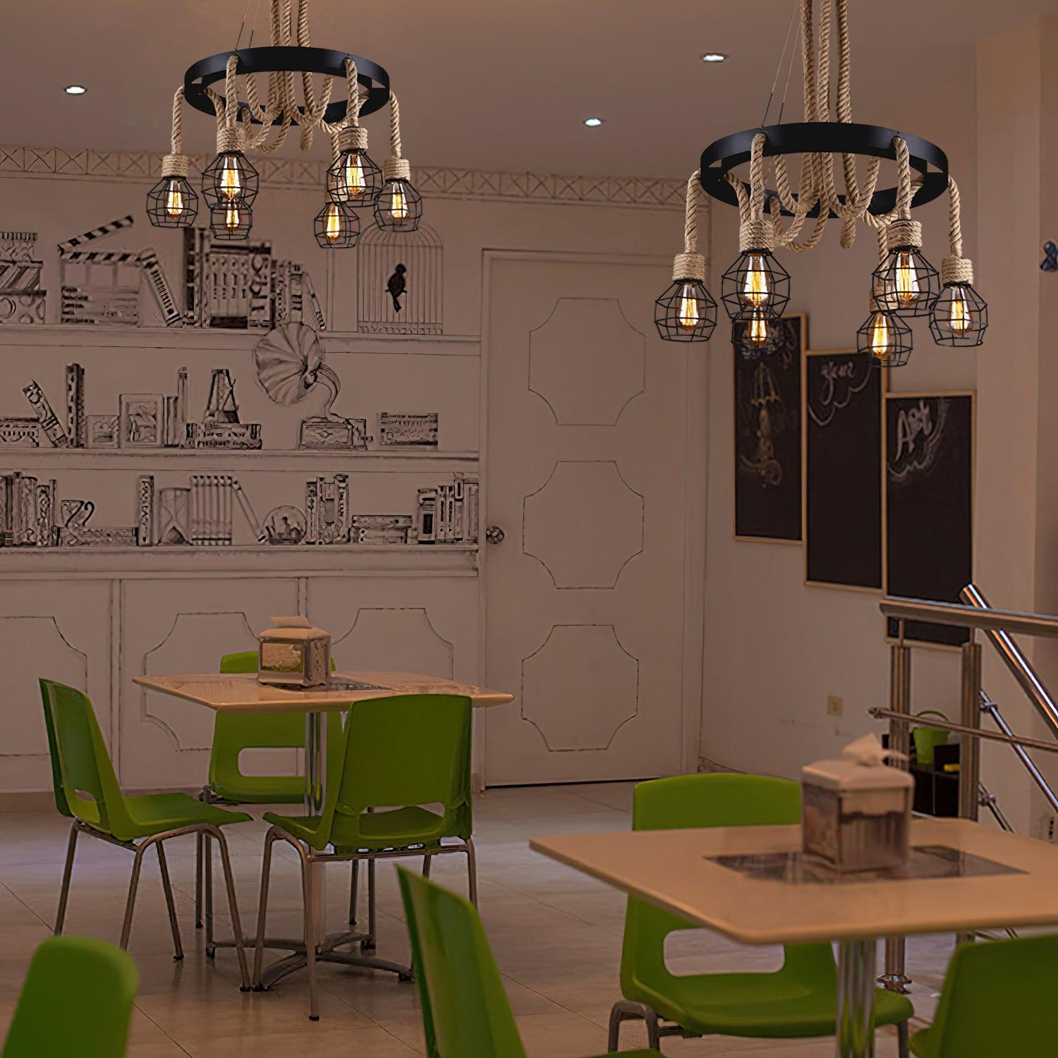 Lustra Chandelier Hemp Rope Industrial-Neutral Decor