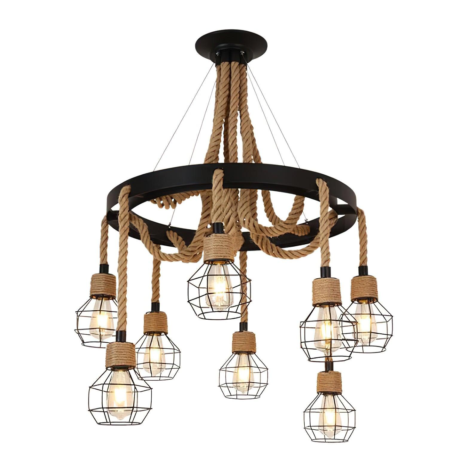 Lustra Chandelier Hemp Rope Industrial-Neutral Decor