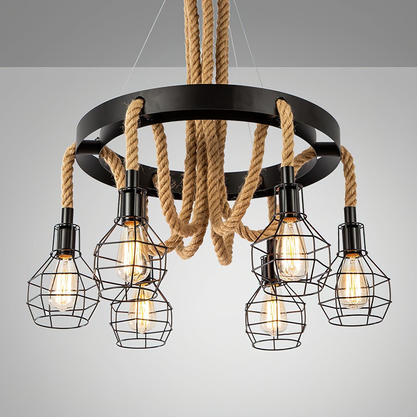 Lustra Chandelier Hemp Rope Industrial-Neutral Decor