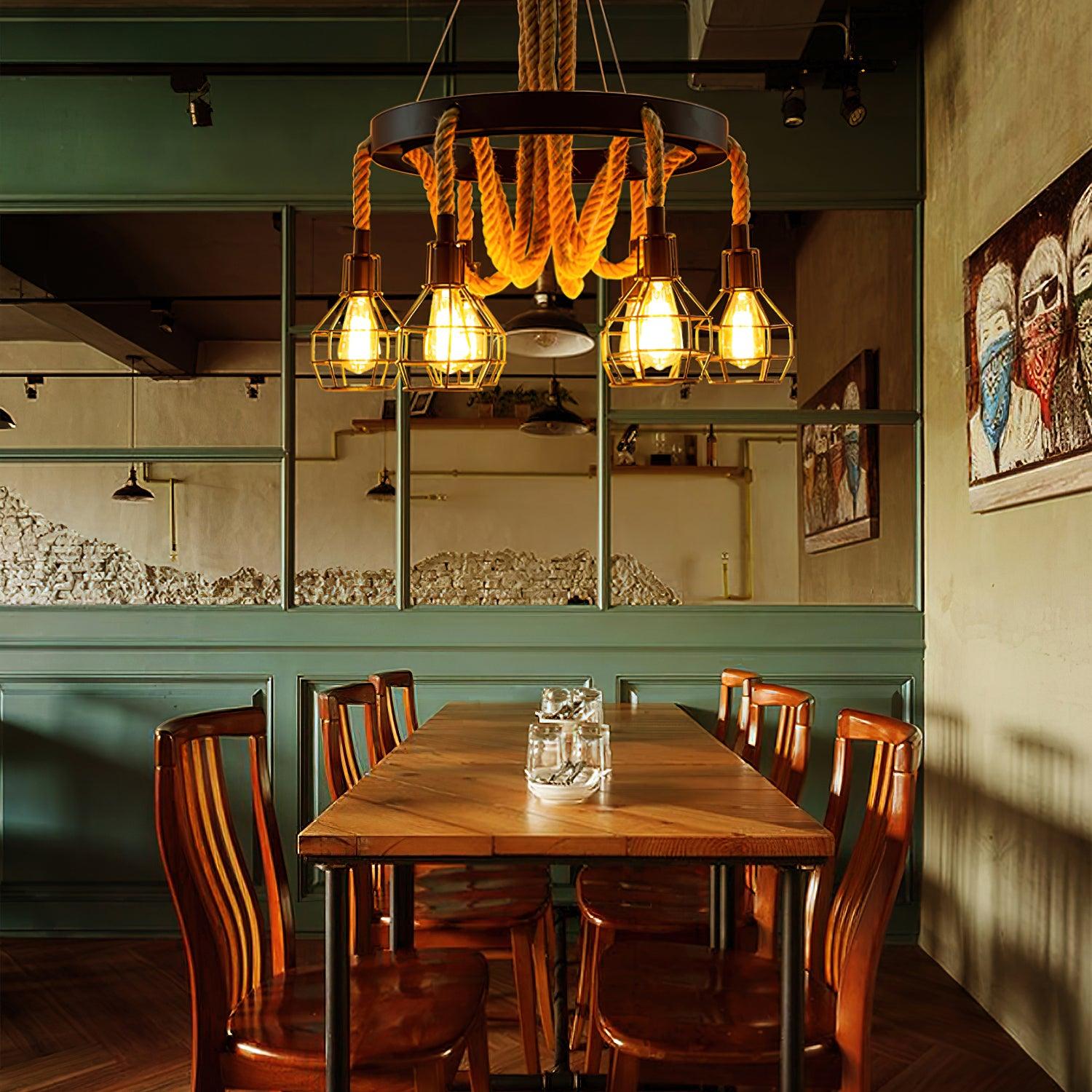 Lustra Chandelier Hemp Rope Industrial-Neutral Decor