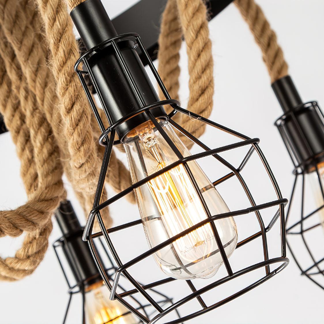 Lustra Chandelier Hemp Rope Industrial-Neutral Decor