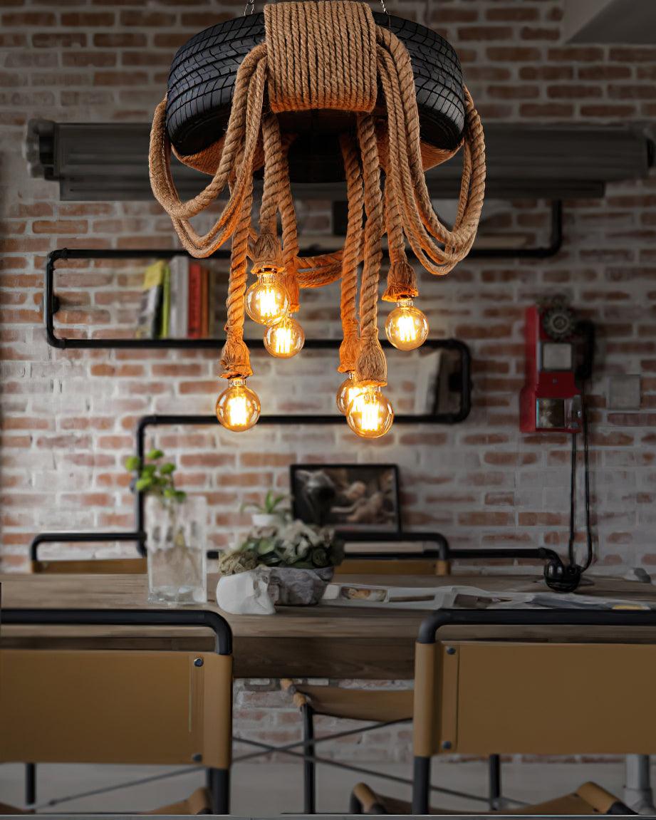 Larry Industrial Chandelier-Neutral Decor
