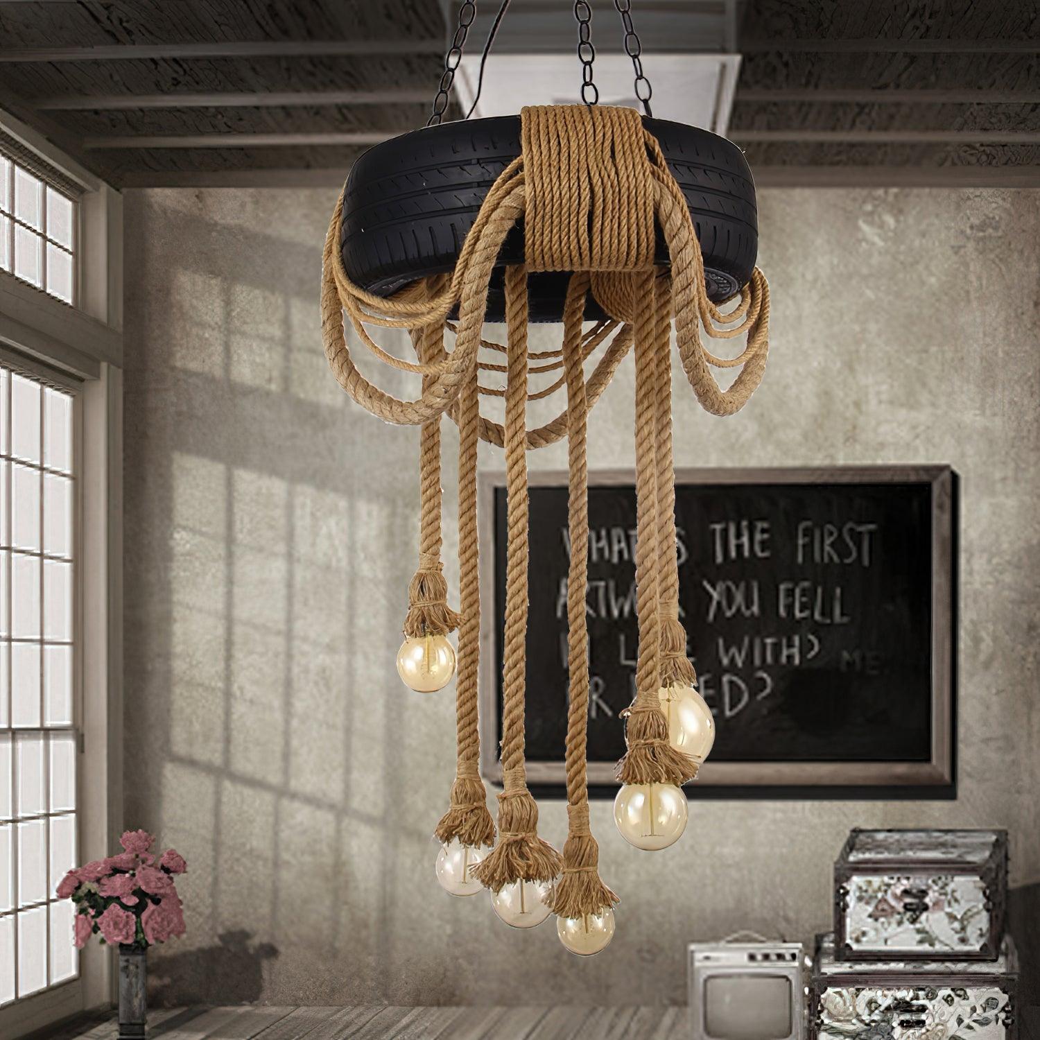 Larry Industrial Chandelier-Neutral Decor