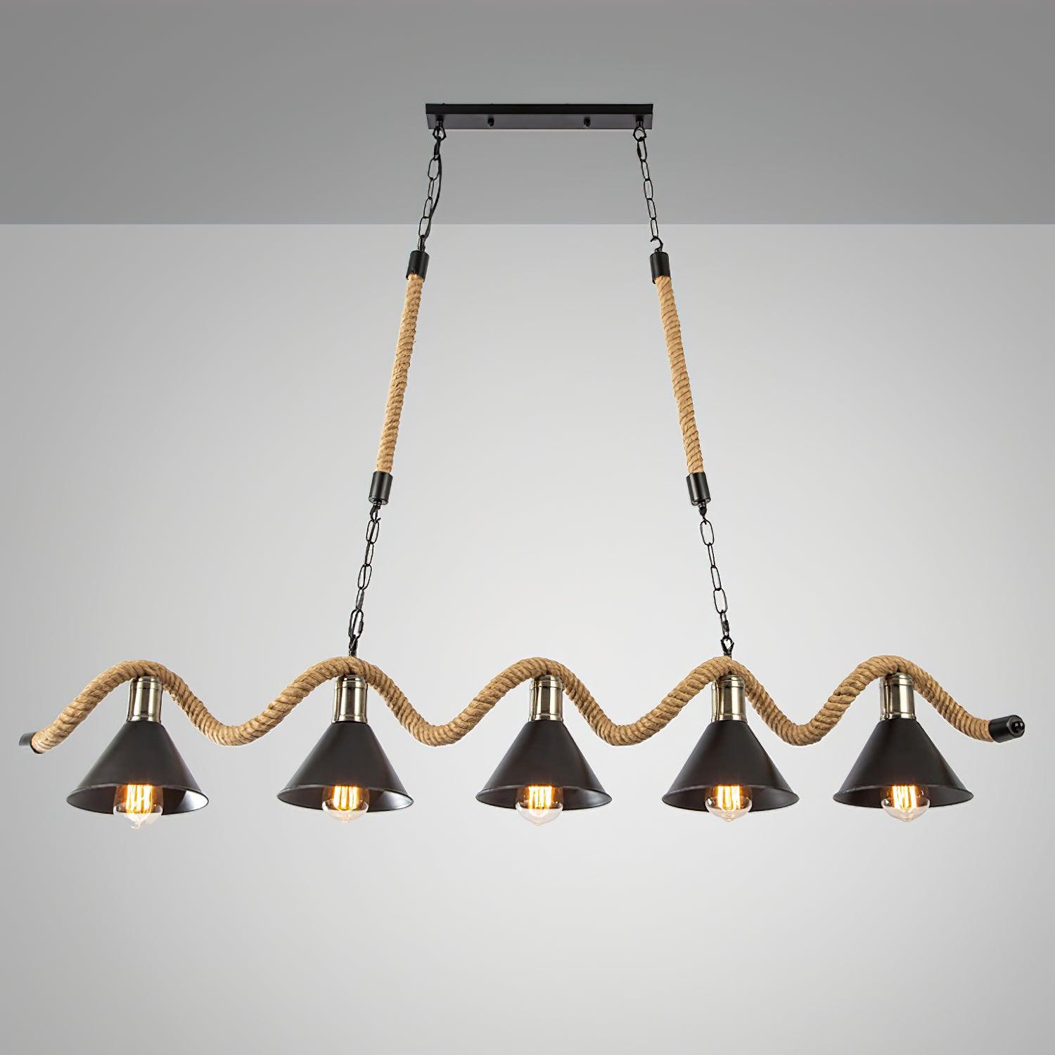 Lustra Chandelier Hemp Rope Industrial Wave-Neutral Decor