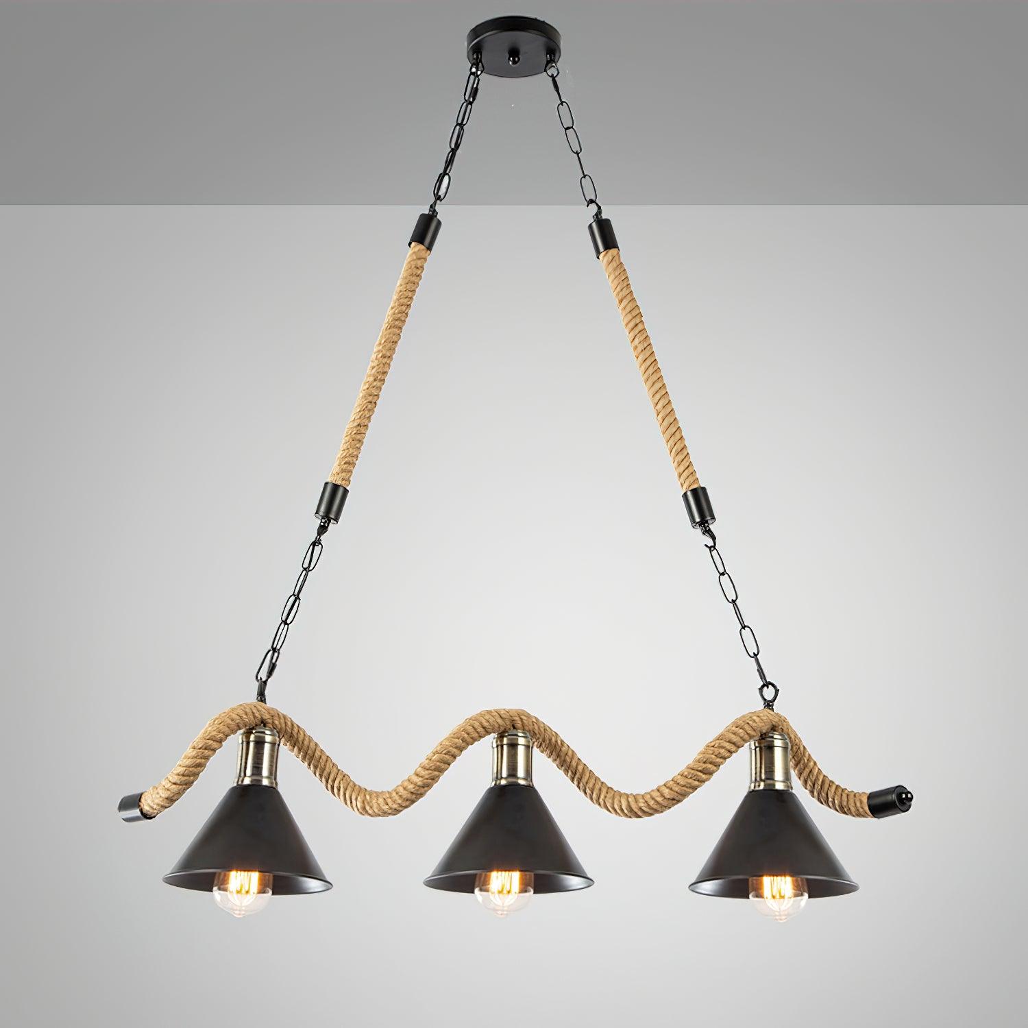 Lustra Chandelier Hemp Rope Industrial Wave-Neutral Decor