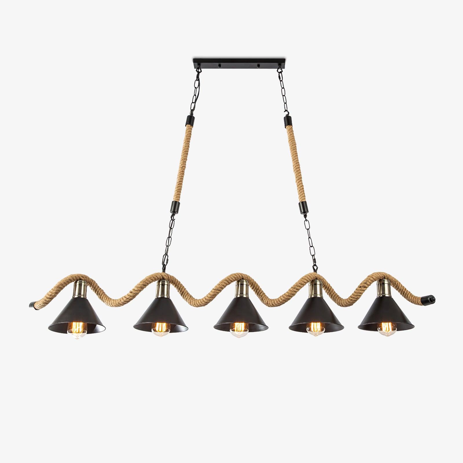 Lustra Chandelier Hemp Rope Industrial Wave-Neutral Decor