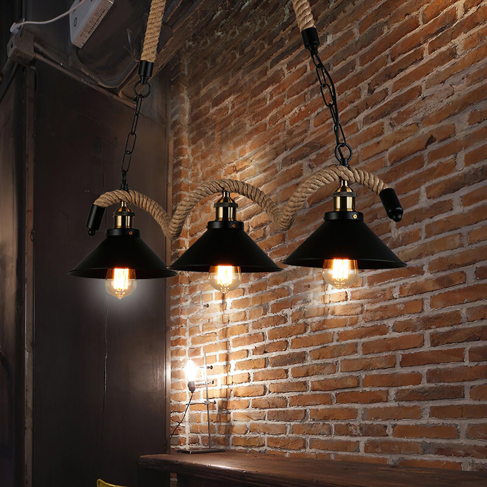 Lustra Chandelier Hemp Rope Industrial Wave-Neutral Decor