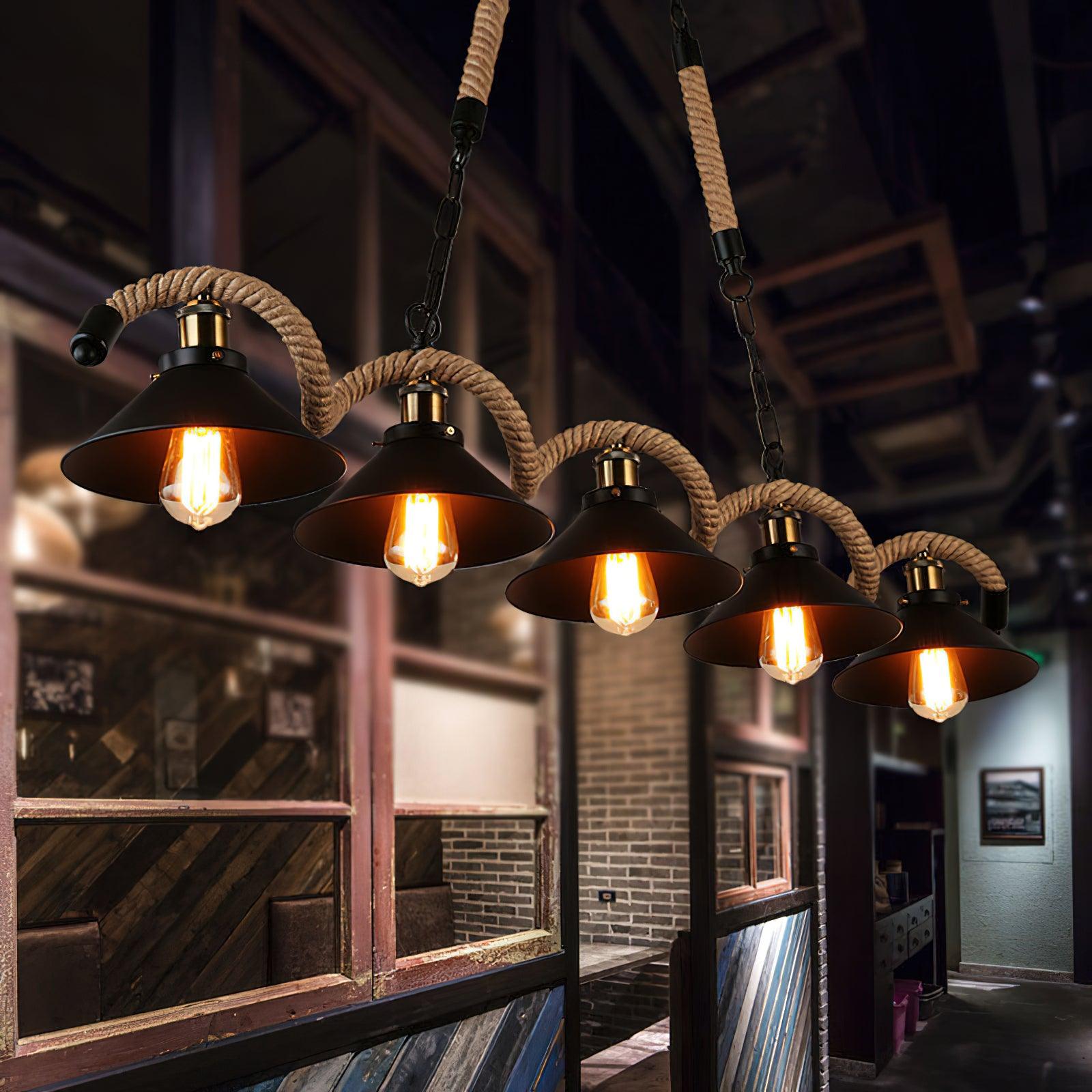 Lustra Chandelier Hemp Rope Industrial Wave-Neutral Decor