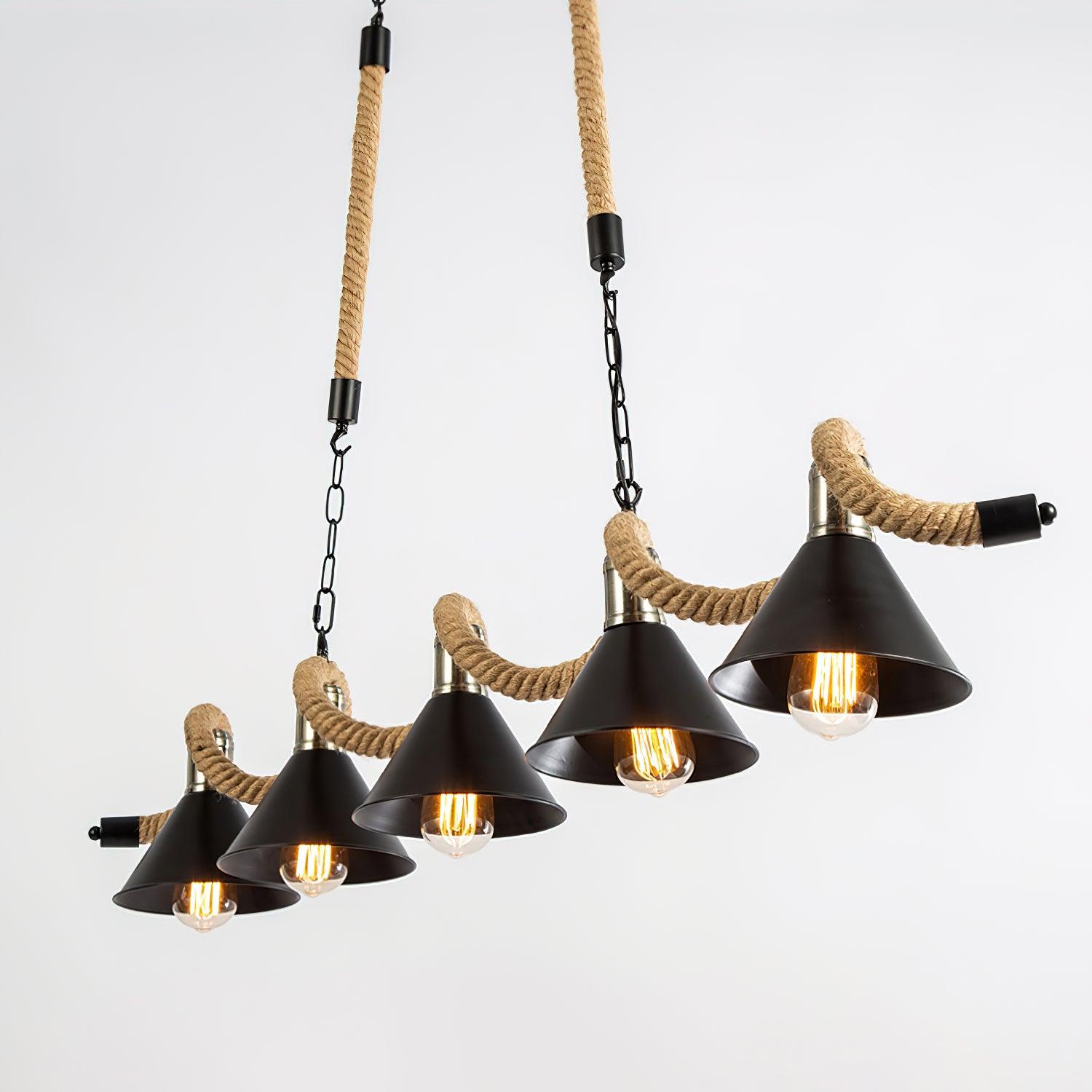 Lustra Chandelier Hemp Rope Industrial Wave-Neutral Decor