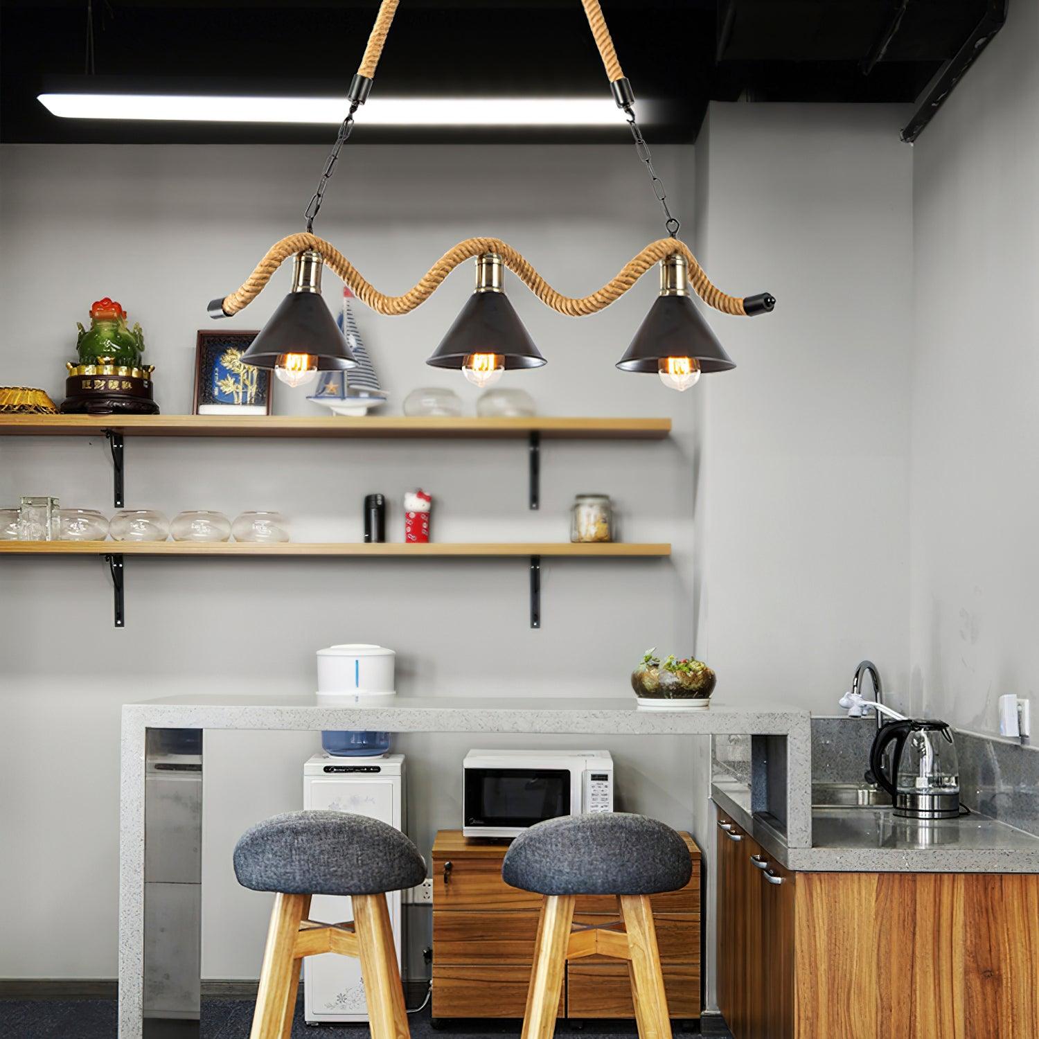 Lustra Chandelier Hemp Rope Industrial Wave-Neutral Decor