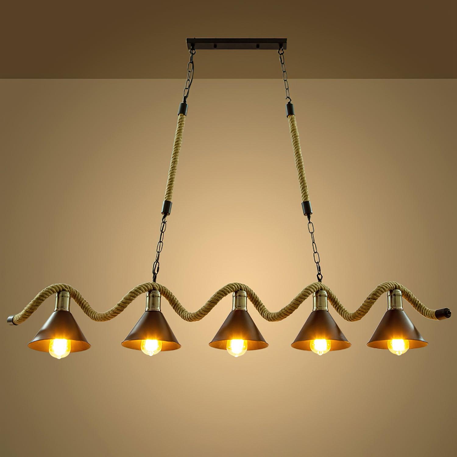 Lustra Chandelier Hemp Rope Industrial Wave-Neutral Decor