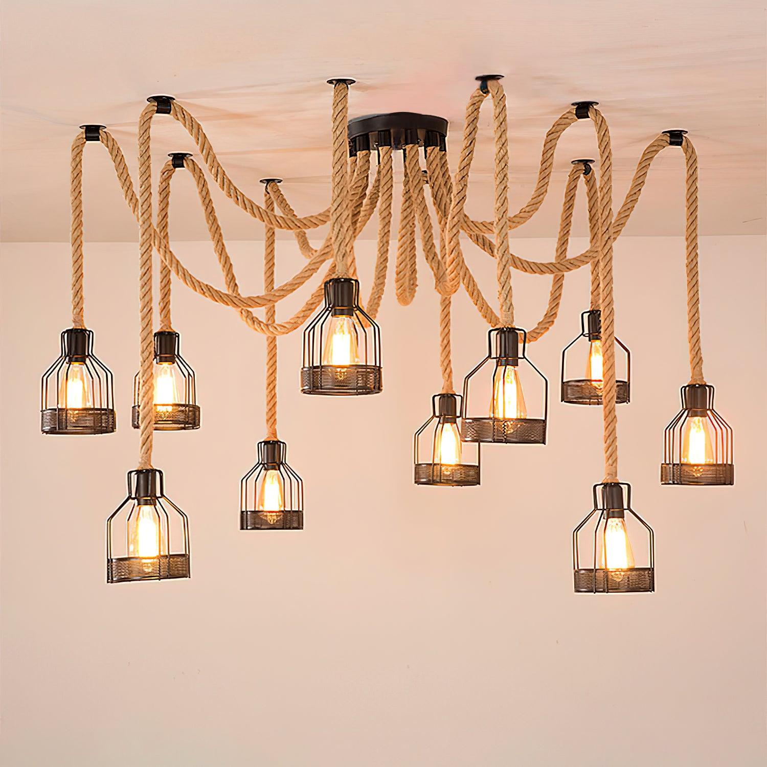 Lustra Chandelier Hemp Rope Industrial Retro-Neutral Decor