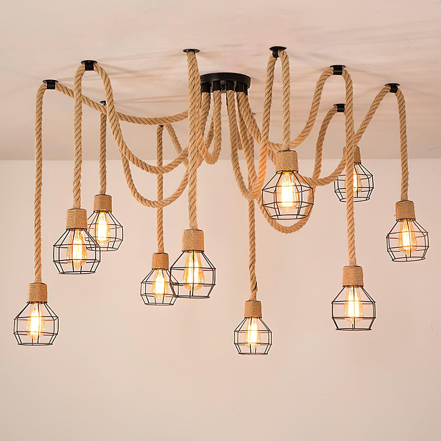 Lustra Chandelier Hemp Rope Industrial Retro-Neutral Decor