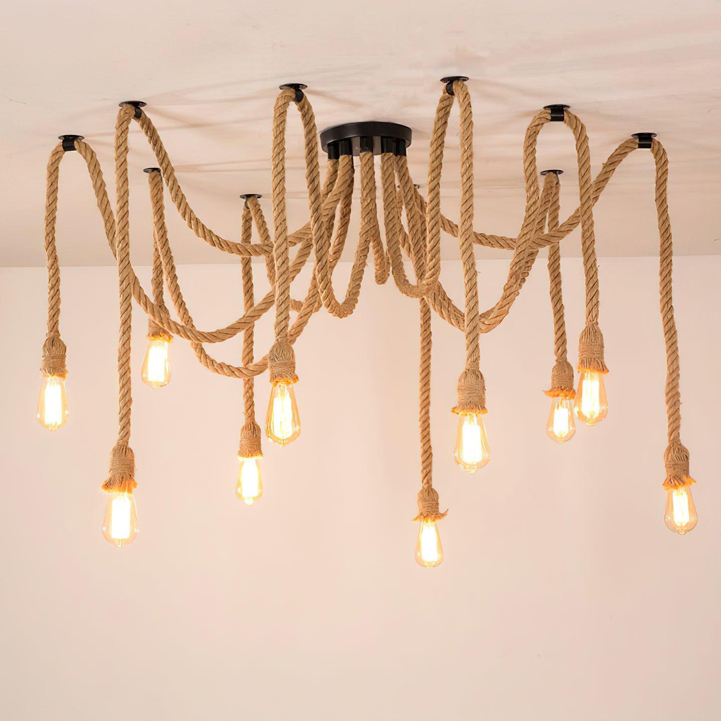 Lustra Chandelier Hemp Rope Industrial Retro-Neutral Decor