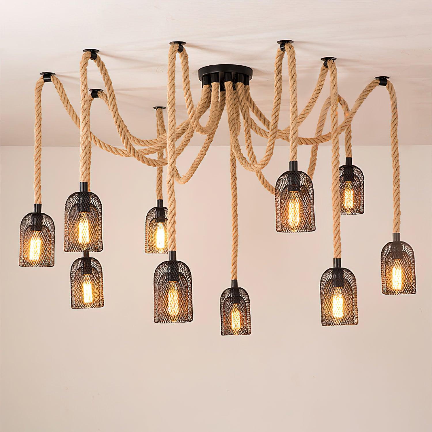 Lustra Chandelier Hemp Rope Industrial Retro-Neutral Decor