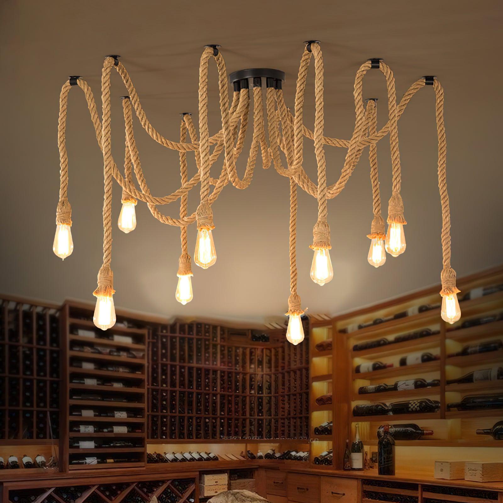 Lustra Chandelier Hemp Rope Industrial Retro-Neutral Decor