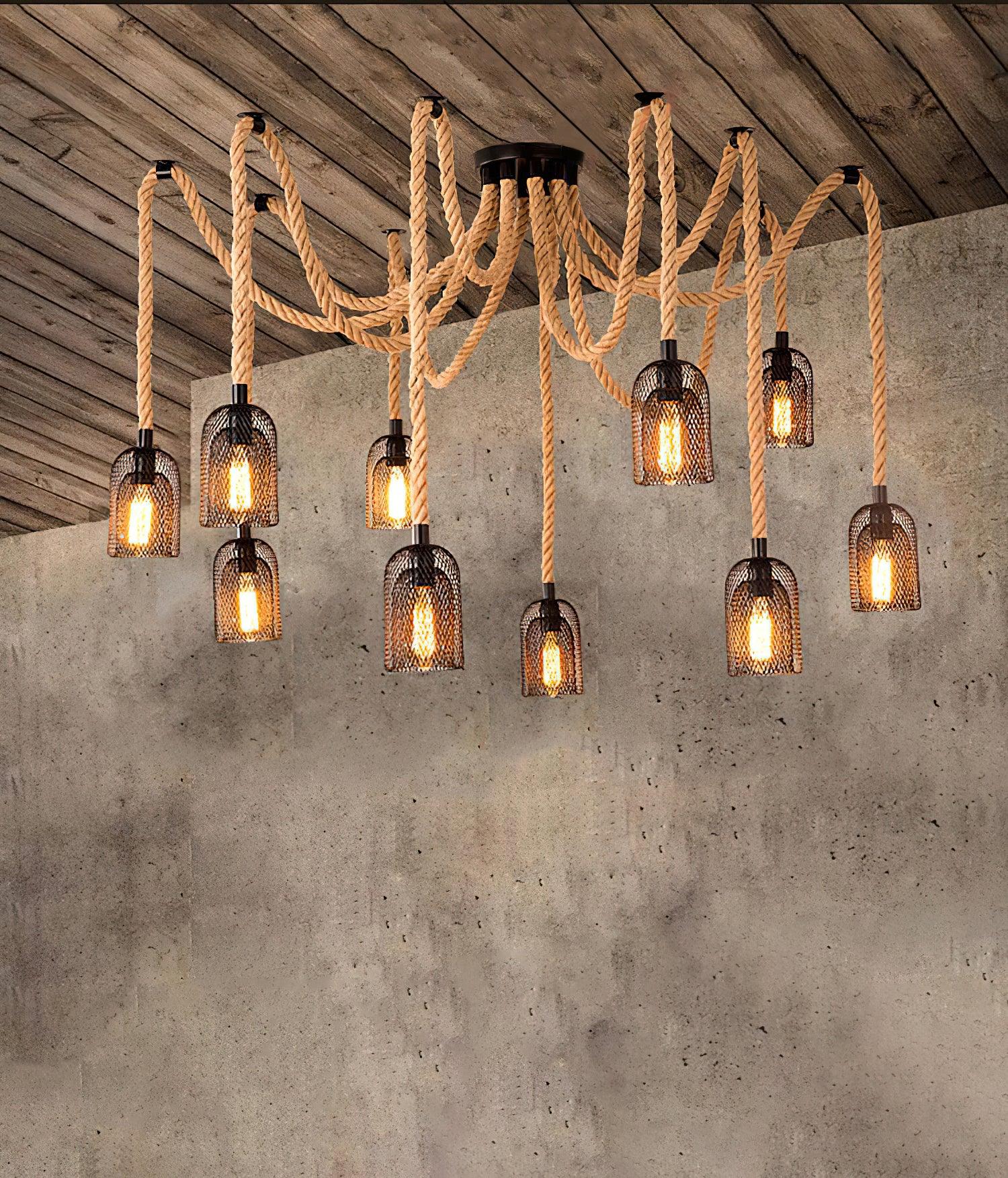 Lustra Chandelier Hemp Rope Industrial Retro-Neutral Decor