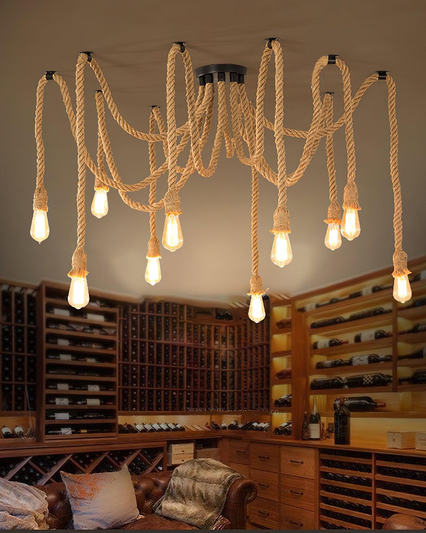 Lustra Chandelier Hemp Rope Industrial Retro-Neutral Decor