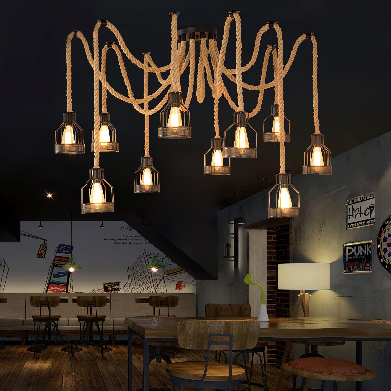 Lustra Chandelier Hemp Rope Industrial Retro-Neutral Decor
