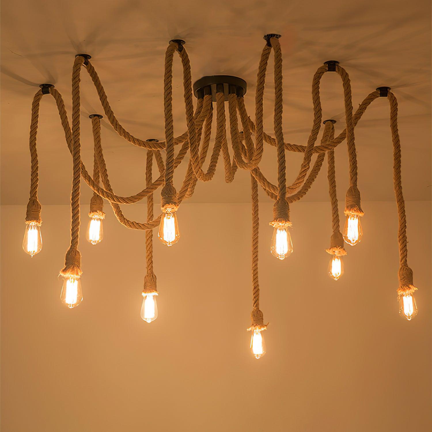 Lustra Chandelier Hemp Rope Industrial Retro-Neutral Decor