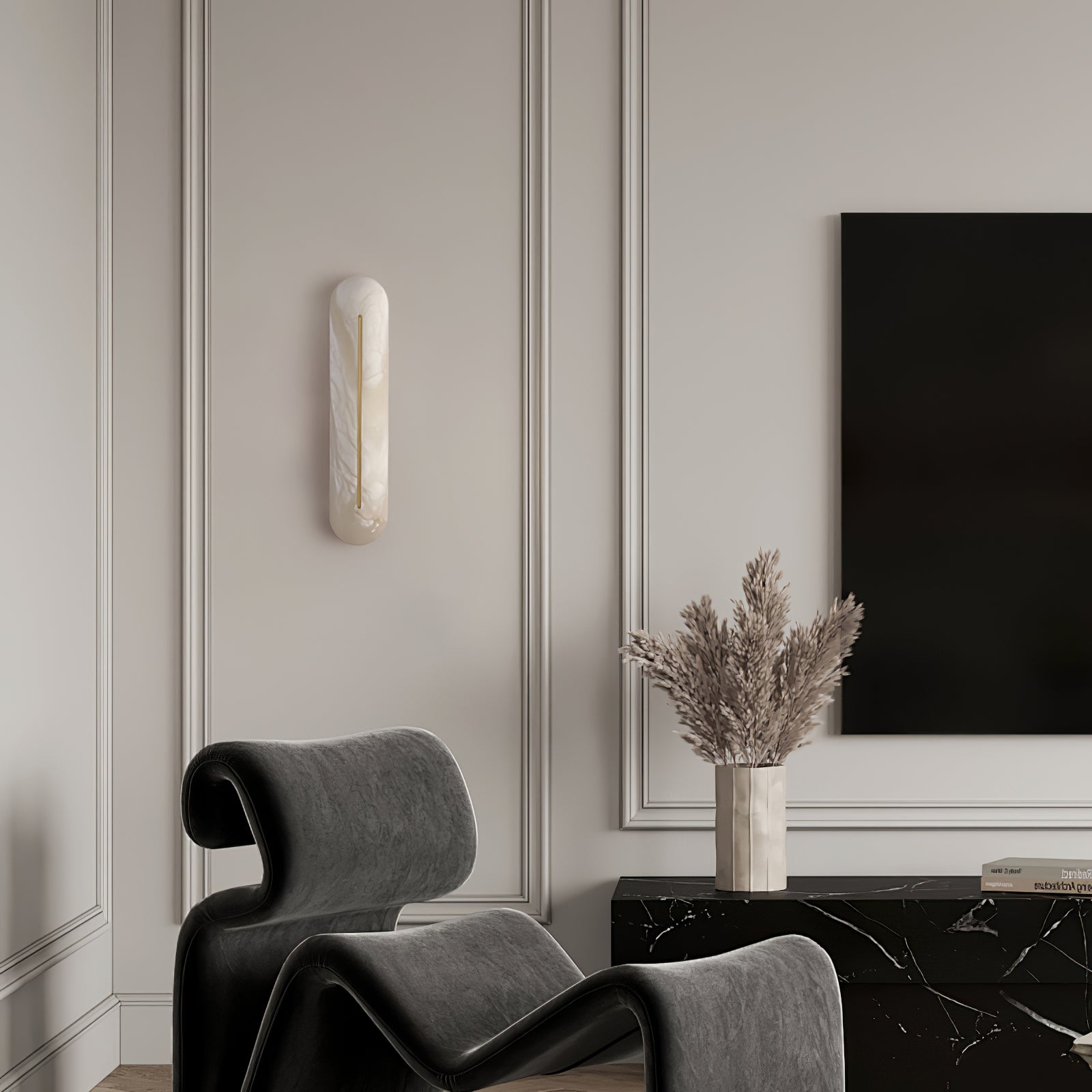 Armaryra Oblong Alabaster Wall Light-Neutral Decor