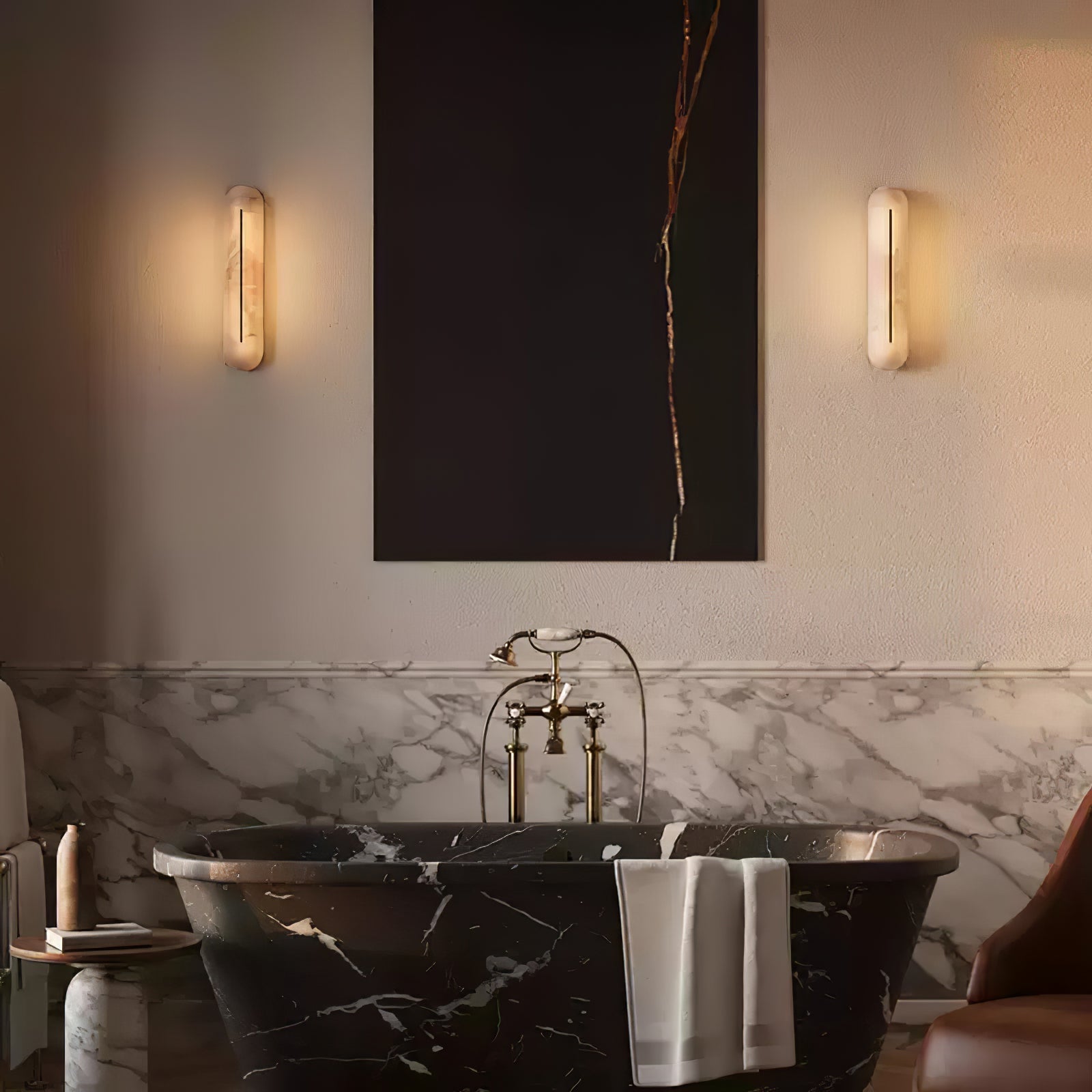 Armaryra Oblong Alabaster Wall Light-Neutral Decor