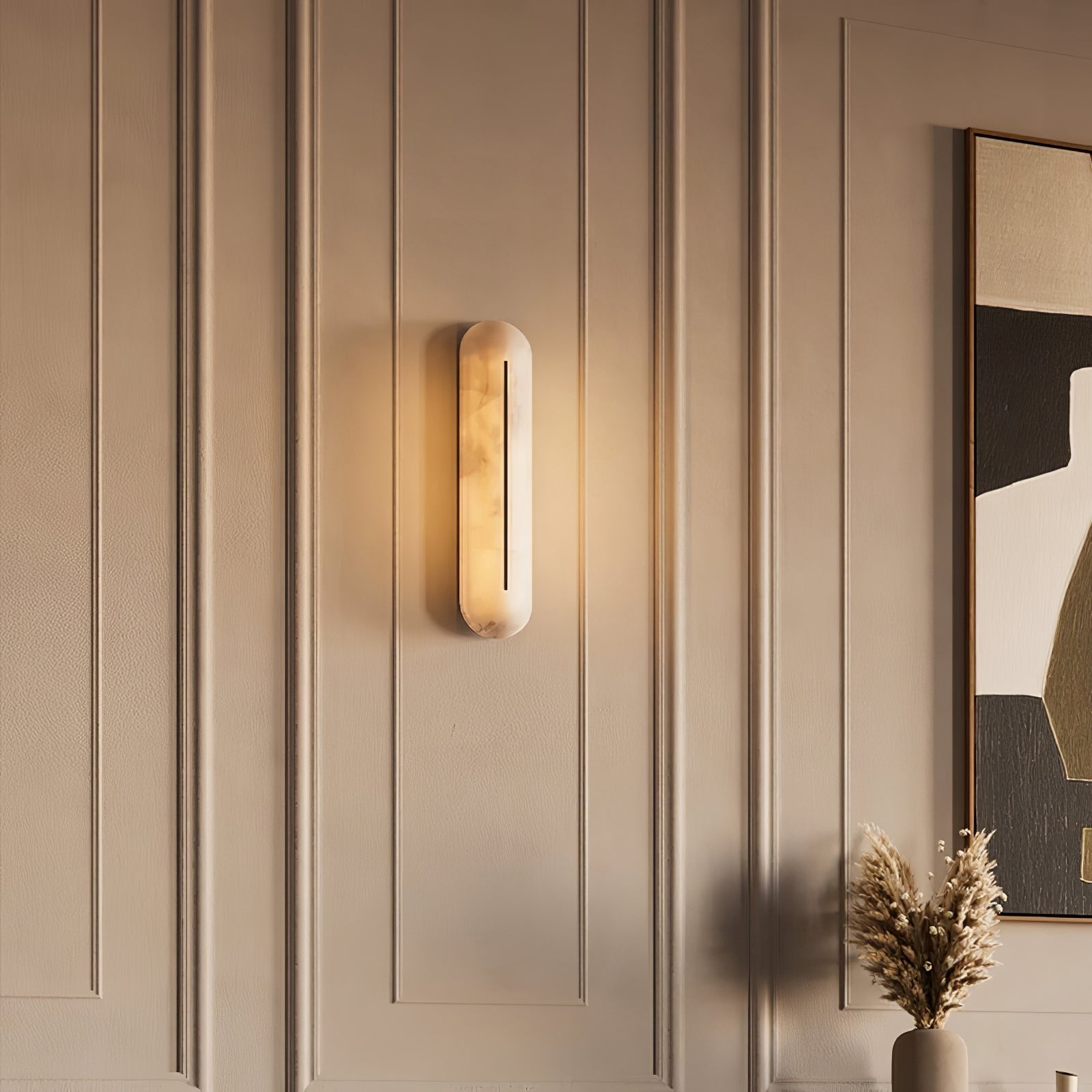 Armaryra Oblong Alabaster Wall Light-Neutral Decor