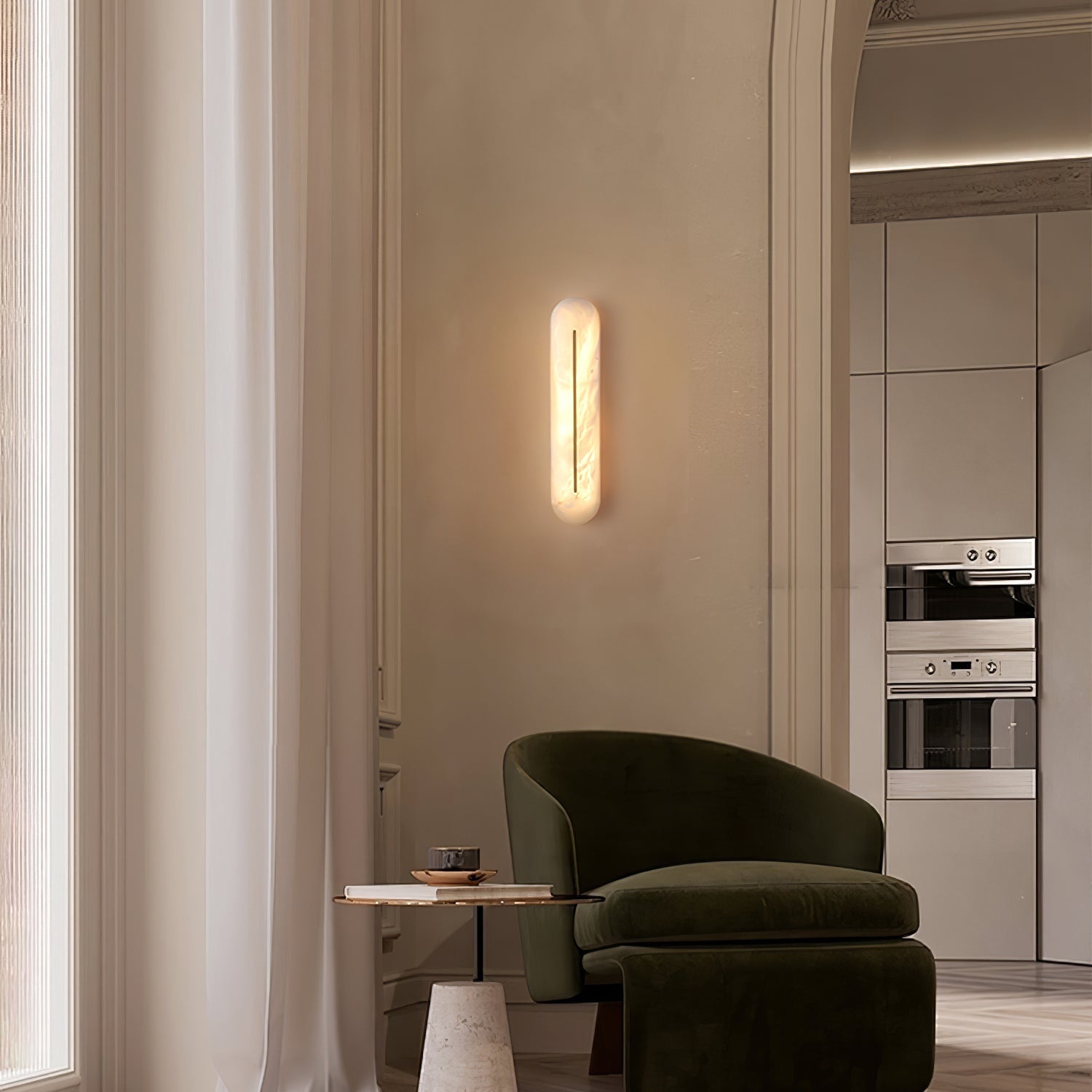 Armaryra Oblong Alabaster Wall Light-Neutral Decor
