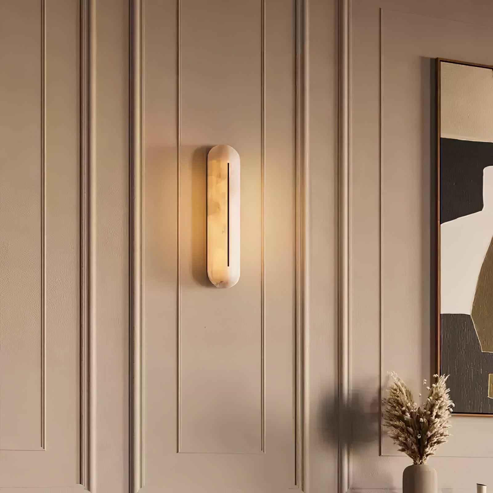 Armaryra Oblong Alabaster Wall Light-Neutral Decor