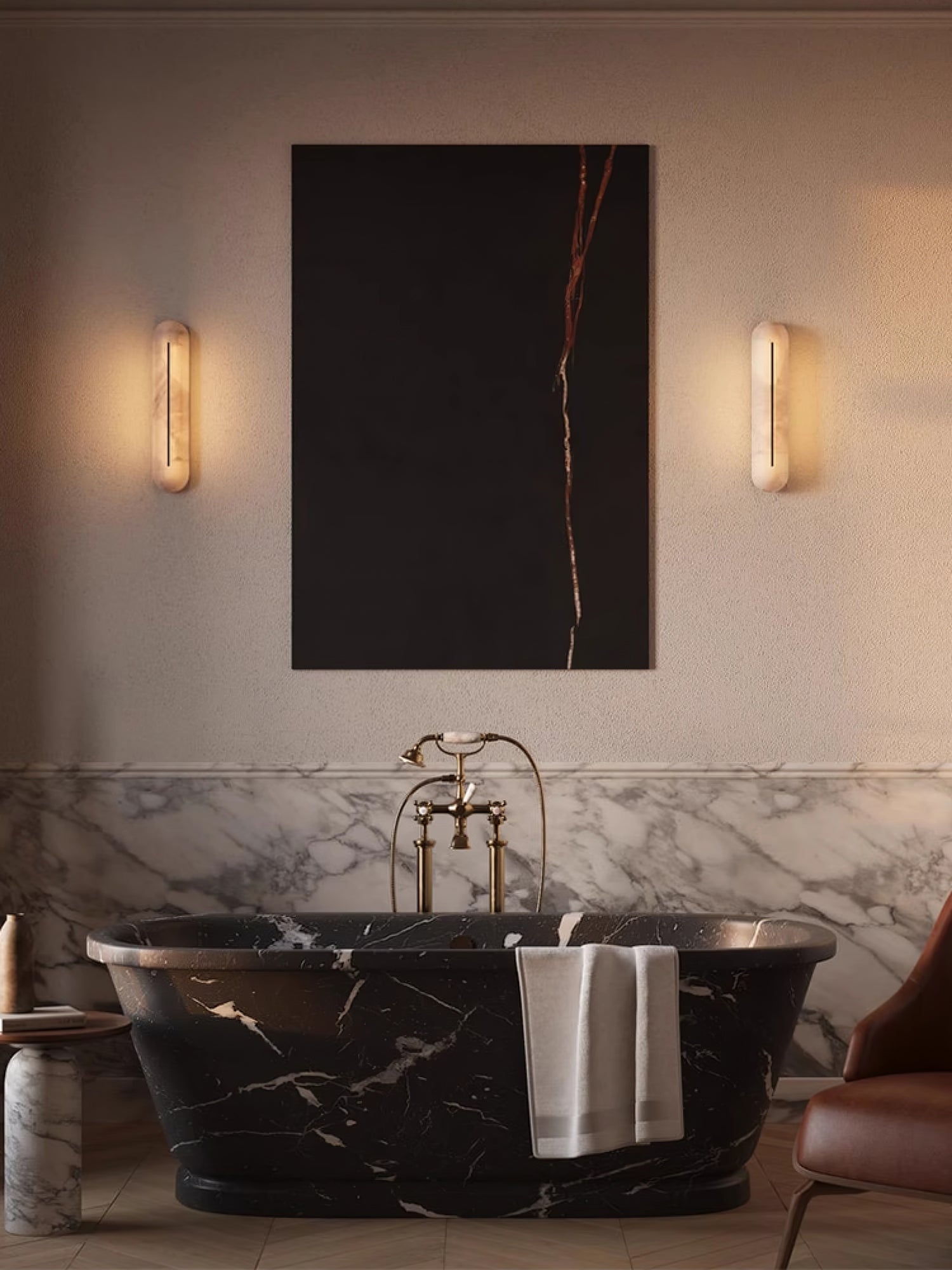 Armaryra Oblong Alabaster Wall Light-Neutral Decor