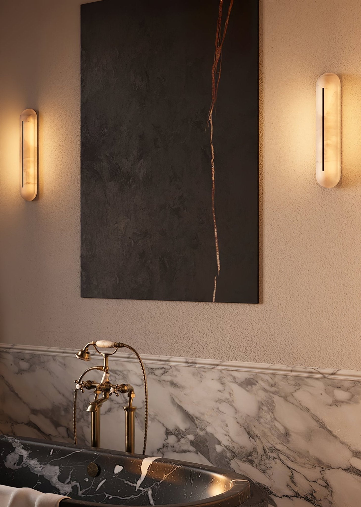 Armaryra Oblong Alabaster Wall Light-Neutral Decor