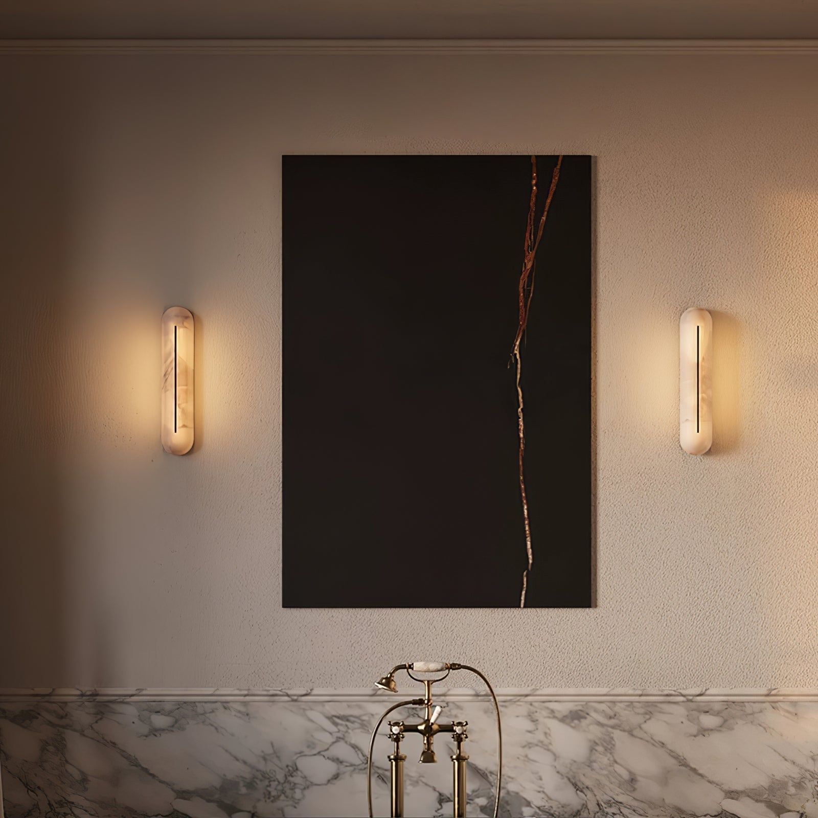 Armaryra Oblong Alabaster Wall Light-Neutral Decor