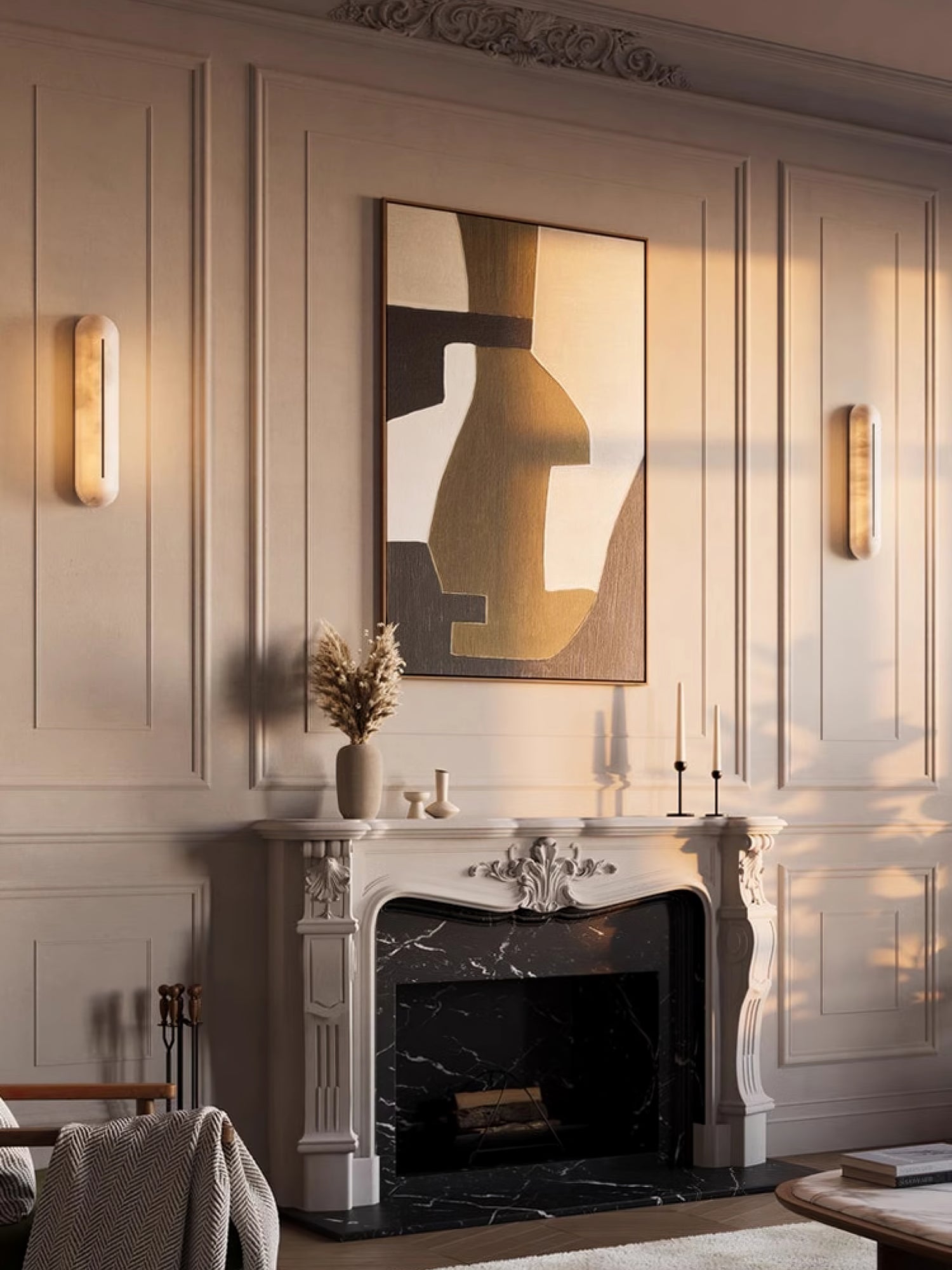 Armaryra Oblong Alabaster Wall Light-Neutral Decor