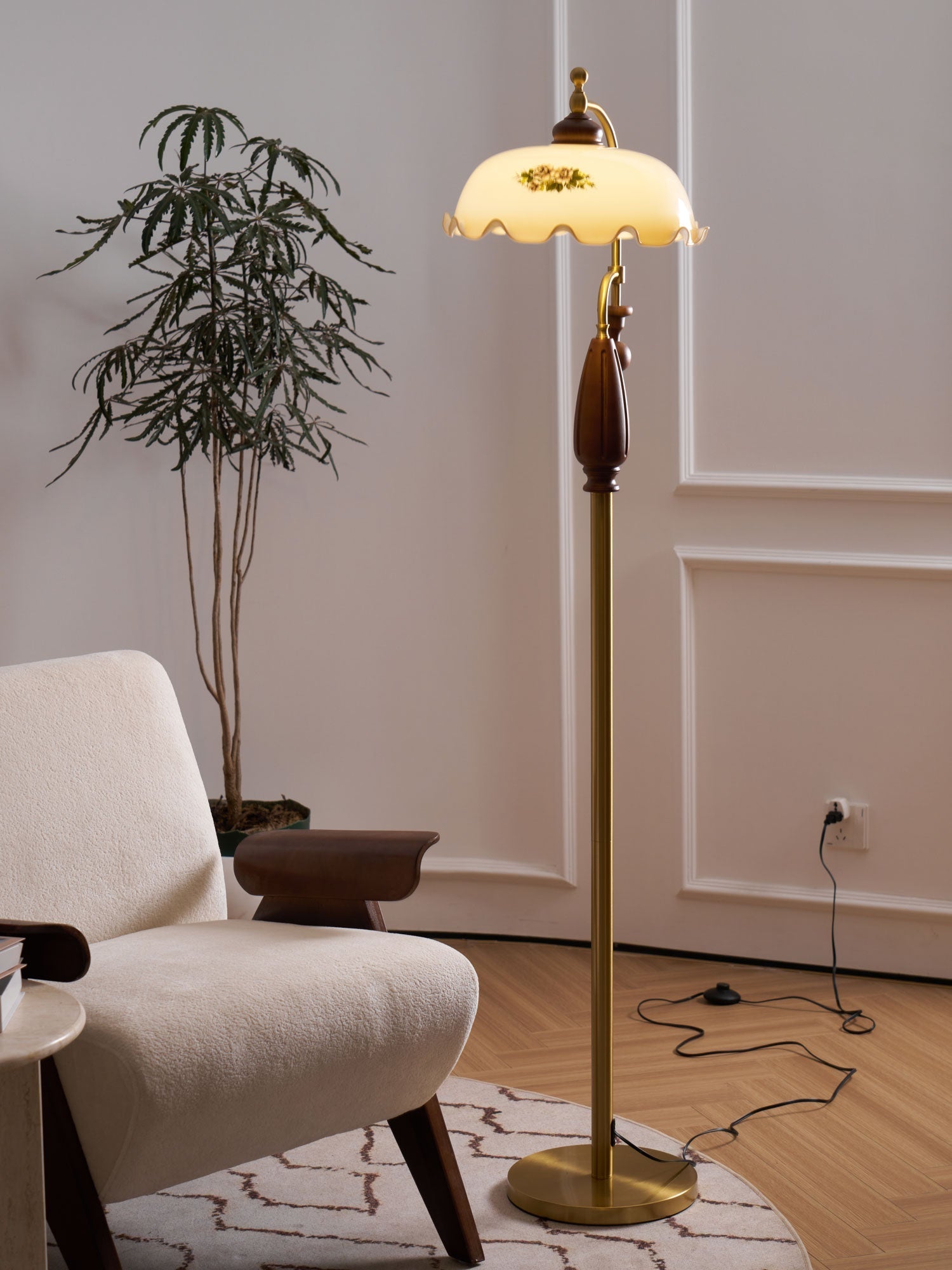Volorel Vintage Glass Floor Lamp-Neutral Decor