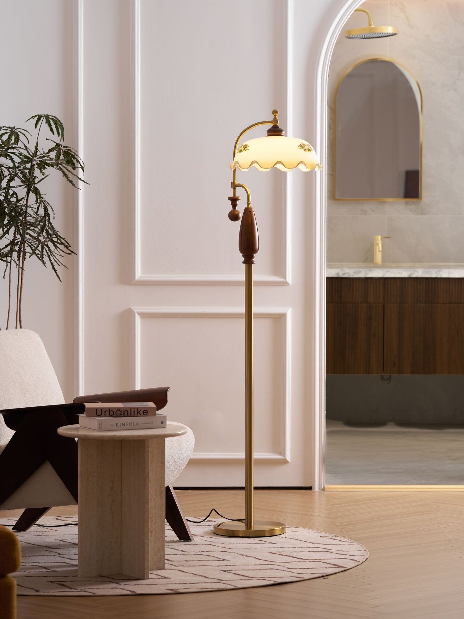 Volorel Vintage Glass Floor Lamp-Neutral Decor