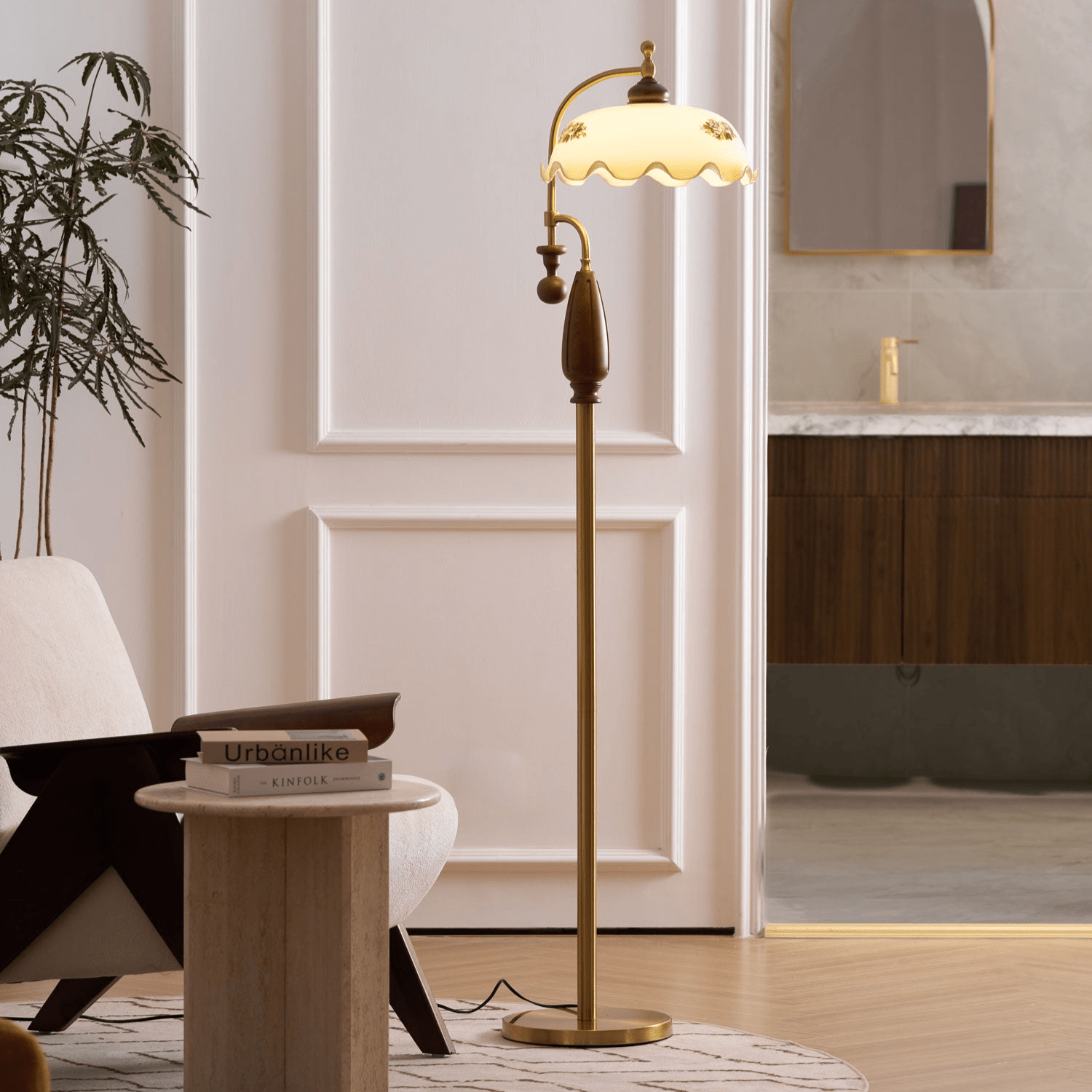 Volorel Vintage Glass Floor Lamp-Neutral Decor