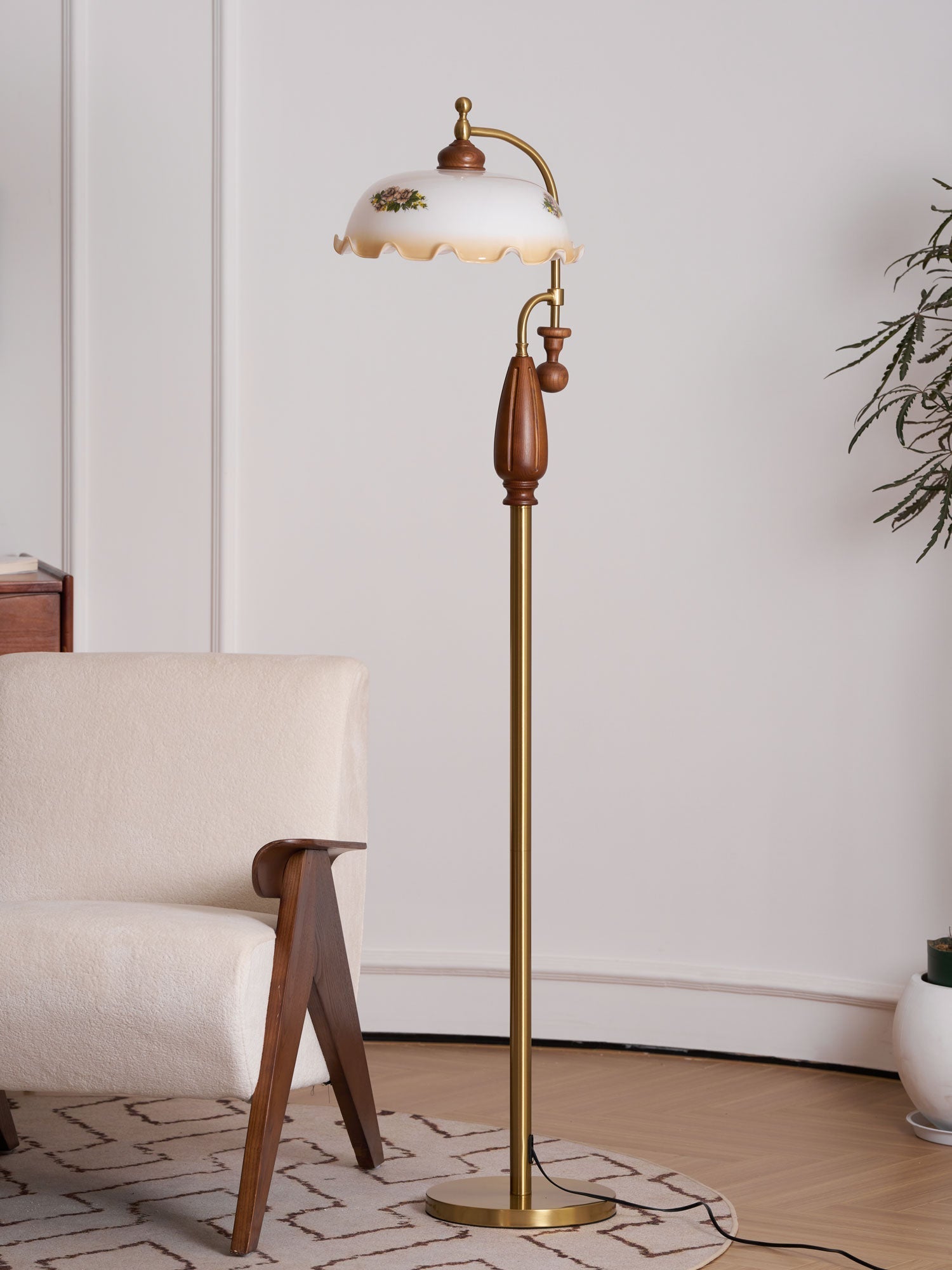 Volorel Vintage Glass Floor Lamp-Neutral Decor