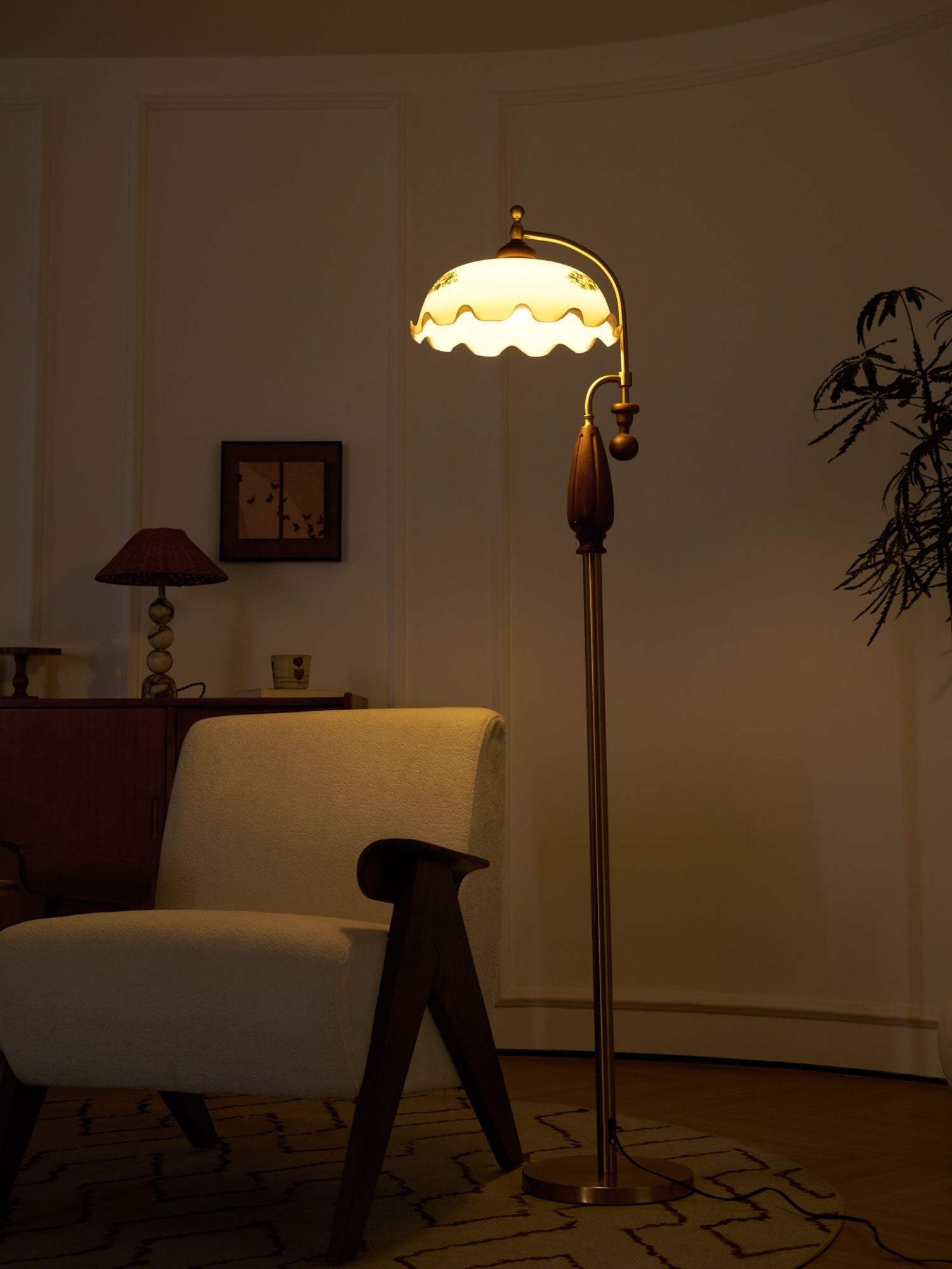Volorel Vintage Glass Floor Lamp-Neutral Decor