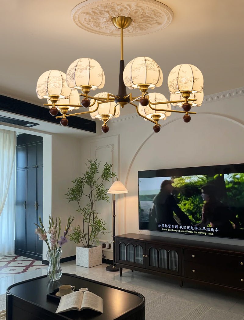 Acarira Premium Nordic Art Bloom Wood Fabric Chandelier-Neutral Decor