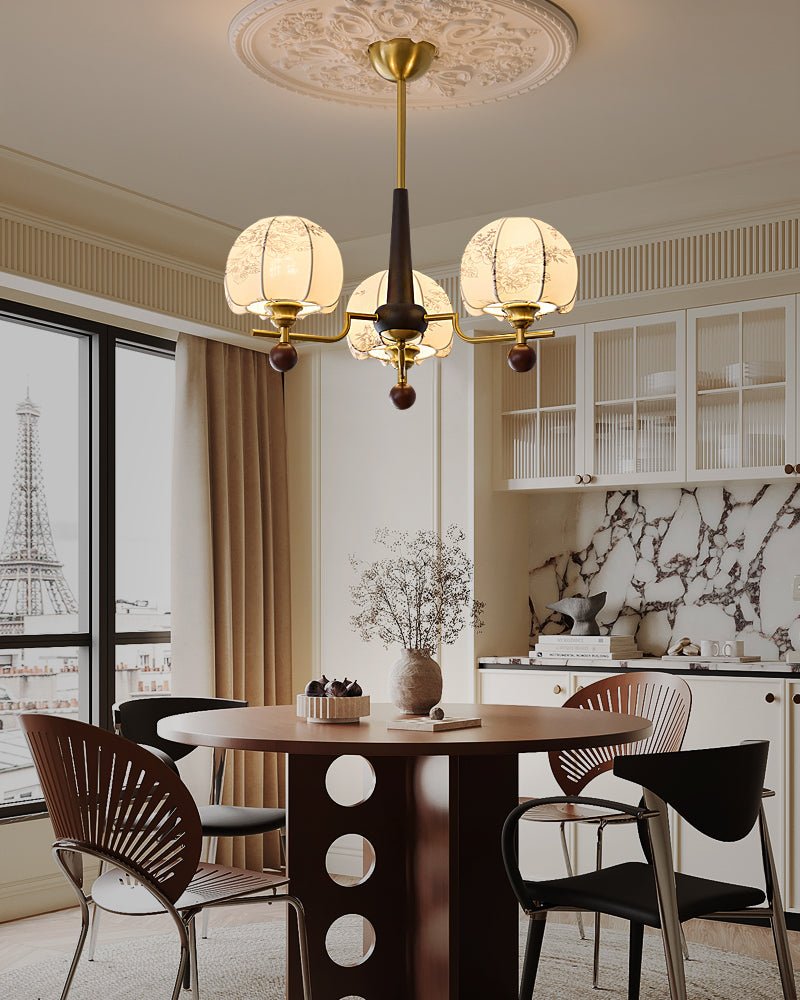 Acarira Premium Nordic Art Bloom Wood Fabric Chandelier-Neutral Decor