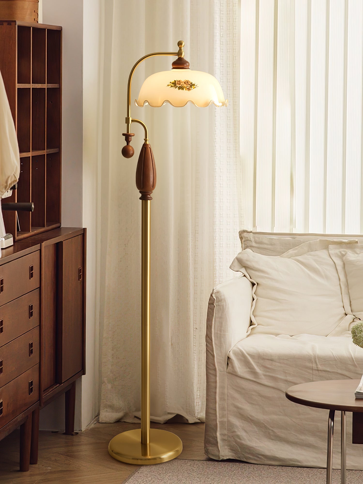 Volorel Vintage Glass Floor Lamp-Neutral Decor