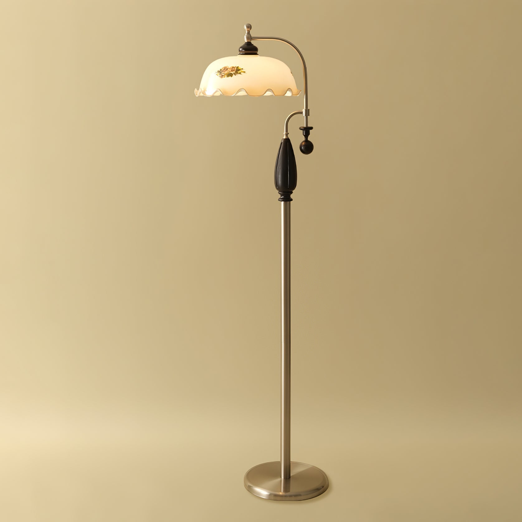 Volorel Vintage Glass Floor Lamp-Neutral Decor