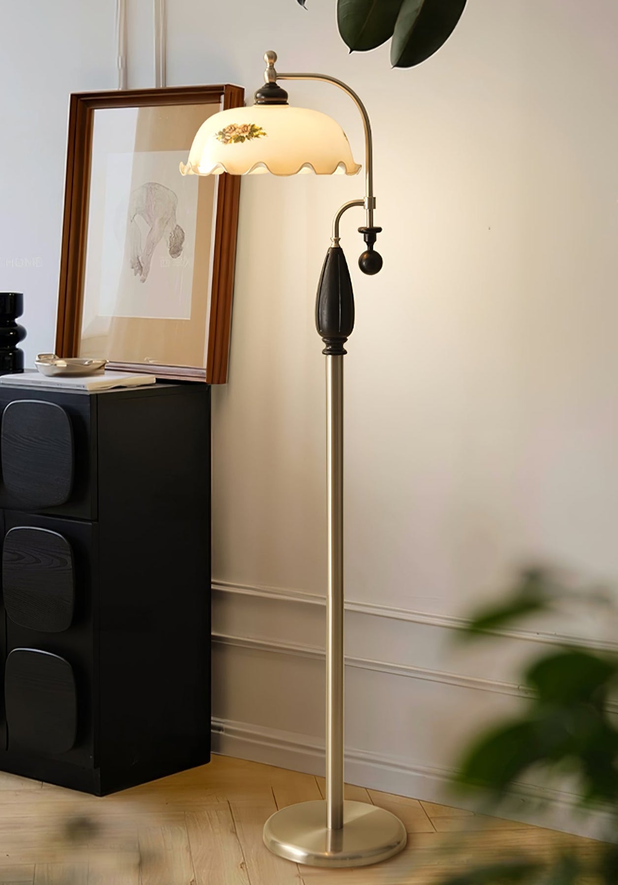 Volorel Vintage Glass Floor Lamp-Neutral Decor